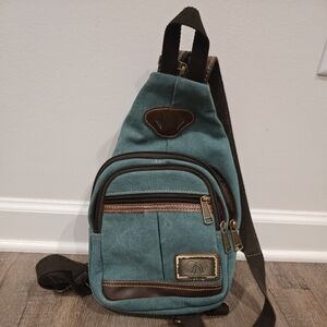 Teal and Brown Woman/Men's Sling Bag